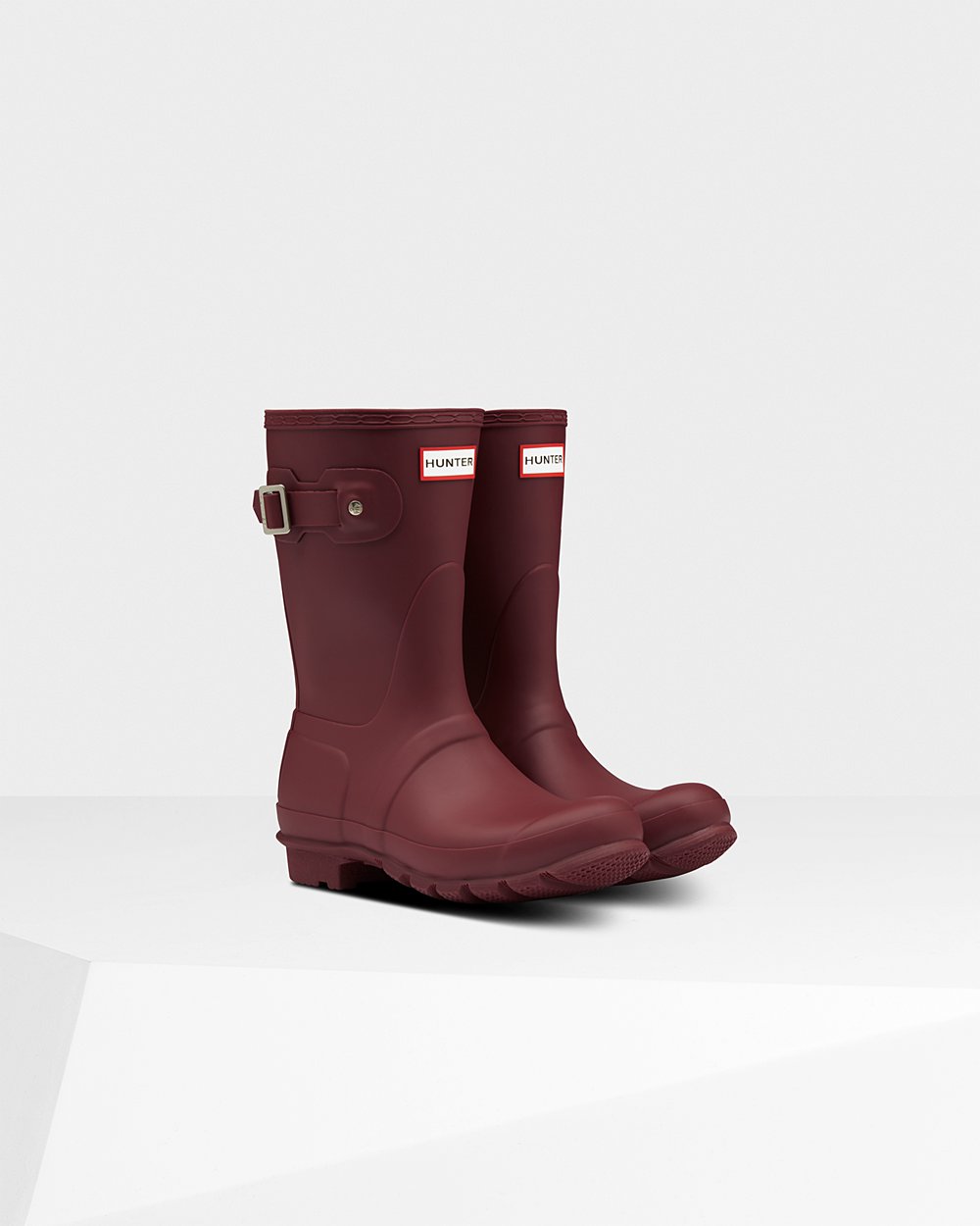 Womens Short Rain Boots - Hunter Original (04VSERBKI) - Grey Red